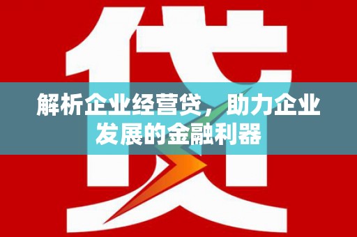 磴口解析企业经营贷，助力企业发展的金融利器