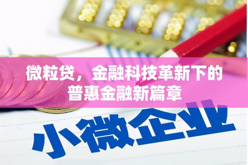 磴口微粒贷，金融科技革新下的普惠金融新篇章