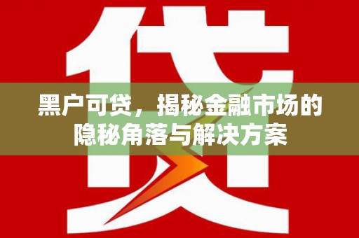 磴口黑户可贷，揭秘金融市场的隐秘角落与解决方案
