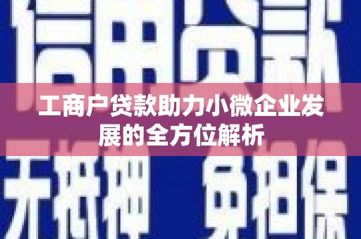 磴口工商户贷款助力小微企业发展的全方位解析