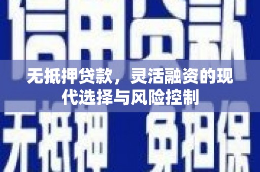 磴口无抵押贷款，灵活融资的现代选择与风险控制