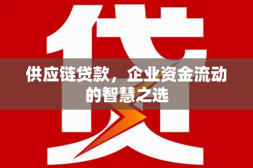 磴口供应链贷款，企业资金流动的智慧之选