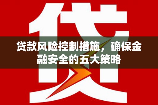 磴口贷款风险控制措施，确保金融安全的五大策略