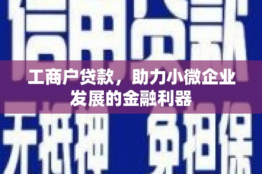 磴口工商户贷款，助力小微企业发展的金融利器