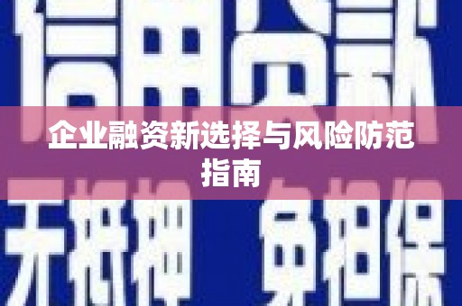 磴口企业融资新选择与风险防范指南